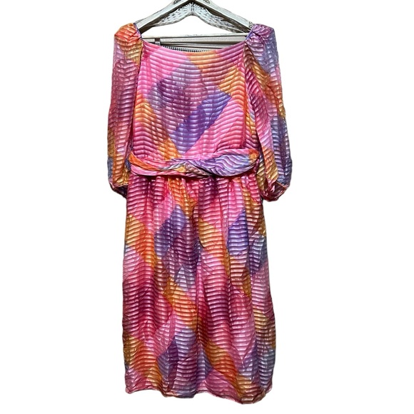 Vintage Silk Chiffon Gentillesse Diane Dickinson 70s-80s Union-Made Dress - Picture 5 of 14